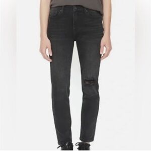 FREE PEOPLE x SANDRINE ROSE BLACK DISTRESSED SKINNY JEAN NWT SZ 25